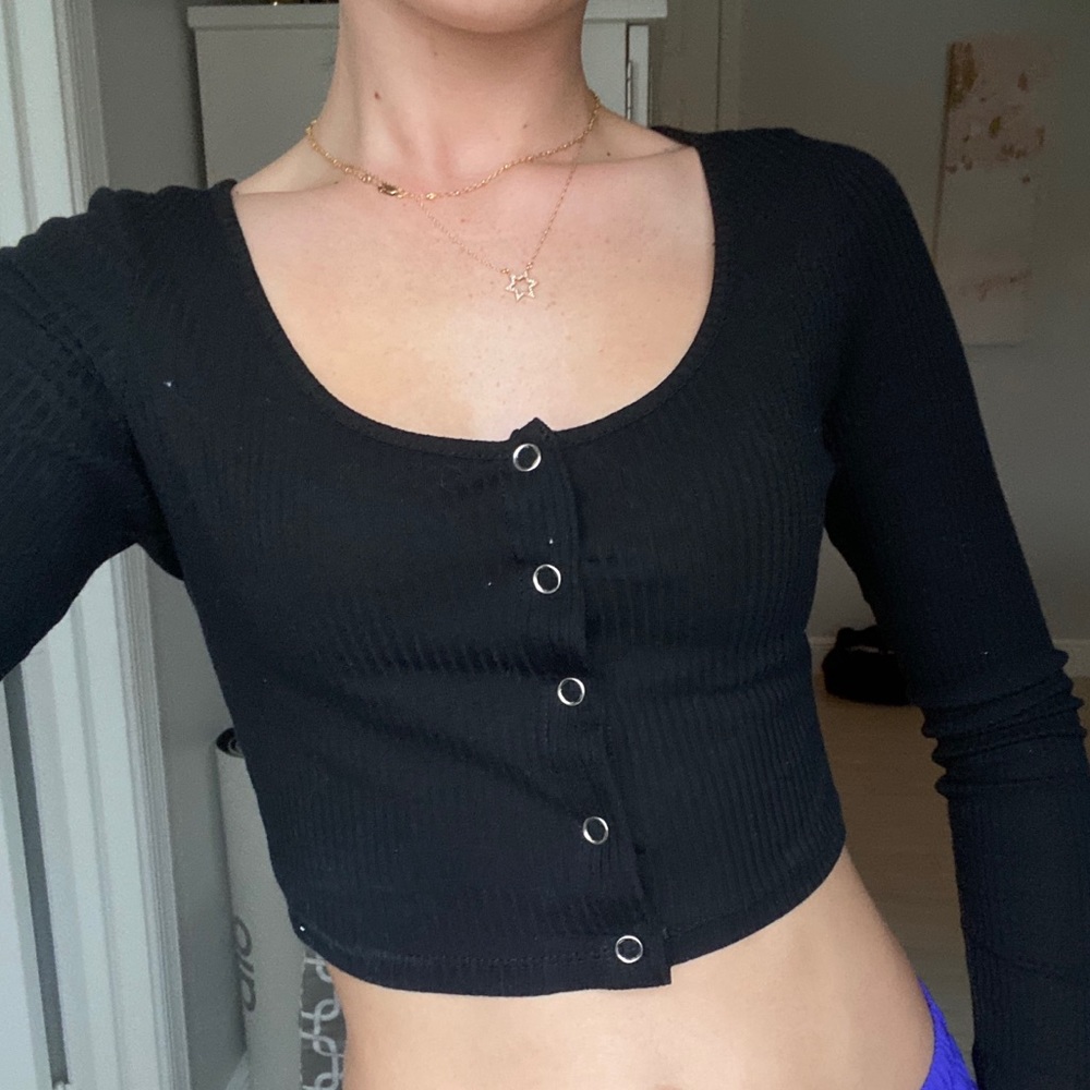 Princess Polly Button Up Cropped Long Sleeve